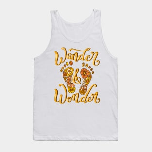 Wander and Wonder Boho Bare Foot Floral Walking Design Tank Top